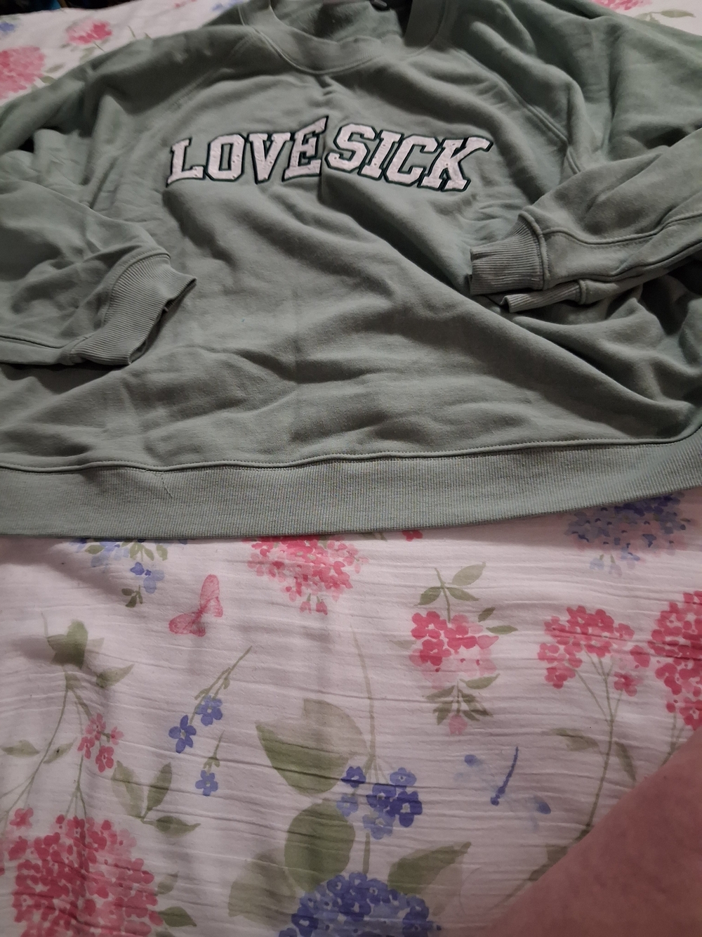 torrid sage green 'LOVESICK' crewneck sweatshirt